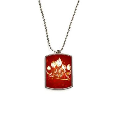 Imagem de DIYthinker Colar de animais de estimação com pingente de tulipa pintado à mão com corrente de aço inoxidável