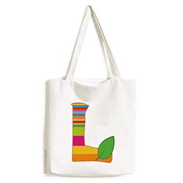 Imagem de L alfabeto laranja frutas bonitas na estampa sacola sacola sacola de compras bolsa casual bolsa de mão