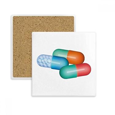 Imagem de Cápsula de comprimidos, produtos de cuidados com a saúde, padrão quadrado, porta-copos, caneca, suporte de subplaca, pedra isolante