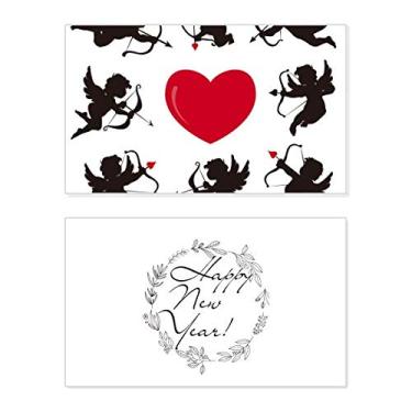 Imagem de Anjo Cupido Vermelho Coração Cominação Padrão Ano Novo Festival Cartão Bless Mensagem Presente