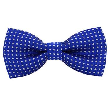 Imagem de Gravata borboleta pequena para cães ou gatos, filhote ou gatinho ajustável, gravata borboleta de pescoço médio para de casamento de páscoa D-T-1 (azul royal com bolinhas brancas)