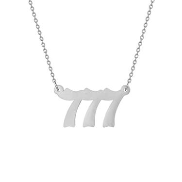 Imagem de Anjo Número Colar para Mulheres 777 Colar Prata Gargantilha Joia Presentes