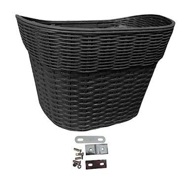 Imagem de UGPLM Cesta de bicicleta Cesta de guidão Acessório de bicicleta Cestas de armazenamento de bicicleta duráveis Alforje frontal, S preto