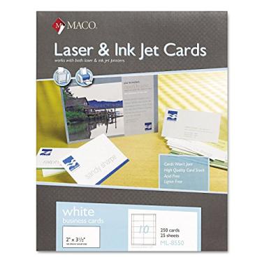 Imagem de MACO Cartões de visita microperfurados a laser/jato de tinta ML8550, 2 x 3 1/2, branco (caixa com 250)