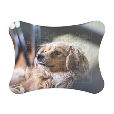 Imagem de Moldura de quebra-cabeça para fotos de cachorro pequeno animal solitário decoração de imagem ornamento de jogo de quebra-cabeça