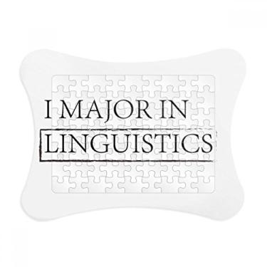 Imagem de Moldura de quebra-cabeça com citação I Major in Linguistics Decoração de imagem Enfeite de jogo de quebra-cabeça