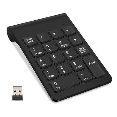 Imagem de Teclado numérico sem fio TRELC Mini 2.4G 18 teclas teclado numérico portátil silencioso número de contabilidade financeira extensões de teclado para laptop PC desktop notebook (preto)