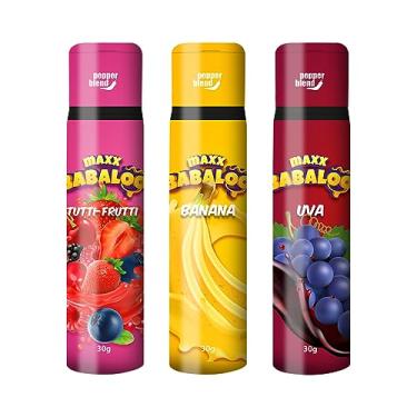 Imagem de Kit 3 Maxx Splash Bala Líquida 30g Pepper Blend - Preliminares Gel Comestível Sexshop (Tutti-Frutti/Uva/Banana)
