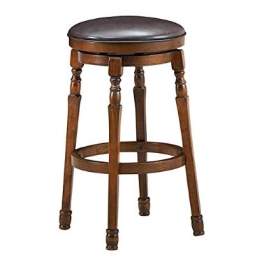 Imagem de Banquetas de bar giratórias retrô de 73,66 cm, de couro, acolchoado, para jantar, cozinha, pub, cadeira, conjunto de 1 cadeira de bar