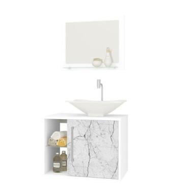 Imagem de Conjunto Banheiro Gabinete E Espelheira Baden Branco/Carrara - Bechara