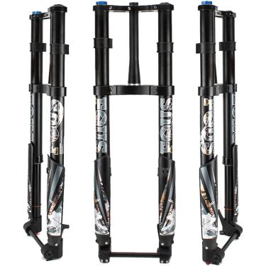 Imagem de Garfo de bicicleta de 26 polegadas, tubo cônico, eixo de 150mm * 15mm, suspensão a ar, freio a disco downhill, mtb, e-bike, neve, garfo de bicicleta