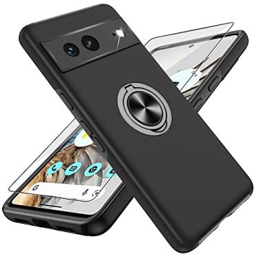Imagem de Capa para Pixel 7 com protetor de tela HD, à prova de choque para Google Pixel 7 com suporte magnético de 360° para celular para Google Pixel 7, preta