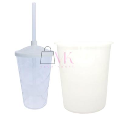 Imagem de Kit Lembrancinha 10 Balde Pipoca 1L + 10 Copo Twister 400 ML (Cristal)