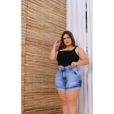 Imagem de Shorts Feminino Jeans Levanta Bumbum Plus Size Tendência-Feminino