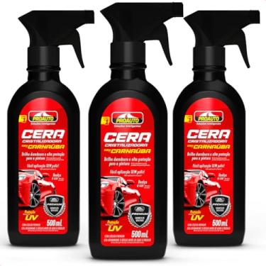 Imagem de KIT 3 Ceras Cristalizadora Liquida Com Carnaúba Proteção Uv Automotivo Pro auto 500Ml