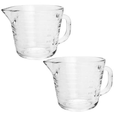 Imagem de 2 Jarras Medidoras de Vidro 700ml cada Lyor Copos Medida Receita Com Alça Bico