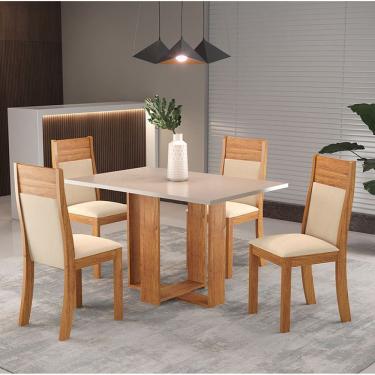 Imagem de Mesa de Jantar Retangular Agnes Com 4 Cadeiras Roma Cobre/Blonde/Bege - Casa Giulia