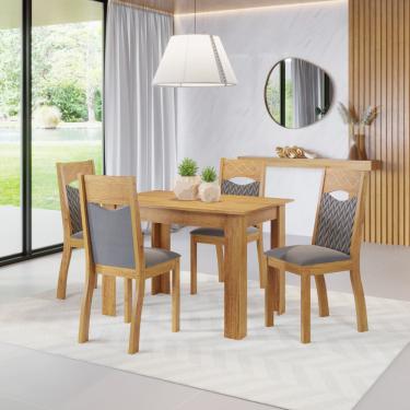 Imagem de Mesa de Jantar Retangular Carmim Com 4 Cadeiras Pietra Cobre/V.grafite - Casa Giulia