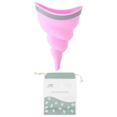 Imagem de shamjina Feminino mictório feminino dispositivo de micção portátil reutilizável boca larga silicone macio senhoras xixi funil feminino mictório para ao ar, ROSA
