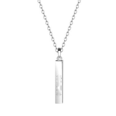 Imagem de Loqimu Colares gargantilhas com pingente retangular para mulheres, colar de aço inoxidável prateado, joia de clavícula com elos de corrente O-box, Aço inoxidável, Sem Pedra Preciosa