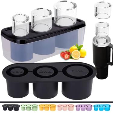 Imagem de Rhewatin 1 bandeja de gelo para Stanley/Yeti/Simple Modern etc. Copos de 850 a 1,134 g, bandeja de silicone para cubos de gelo com caixa e tampa, preto