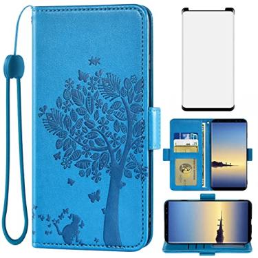Imagem de Asuwish Capa tipo carteira compatível com Samsung Galaxy Note 8 e protetor de tela de vidro temperado, alça de pulso, suporte para cartão, capa para celular para Glaxay Note8 Not S8 Galaxies Gaxaly