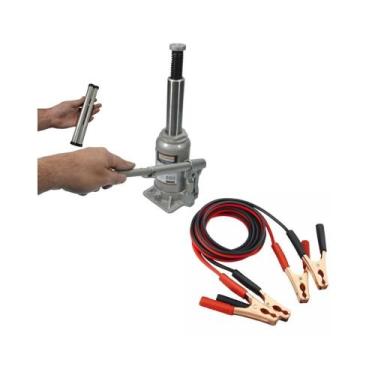 Imagem de Kit Macaco Hidráulico Garrafa 16t Cabo Bateria  500a Starfer