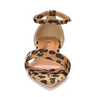Imagem de Sandália Rasteira feminina bico folha fino animal print onça - Asarela
