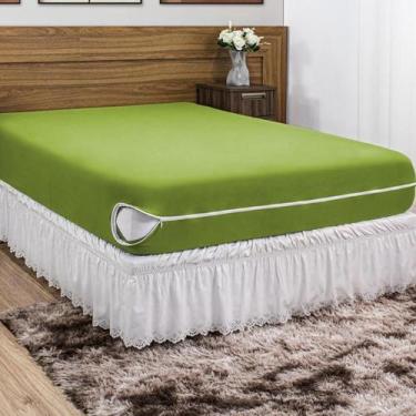 Imagem de Capa De Colchão Queen Casal Em Malha Gel (Helanca) e Zíper Prático - E