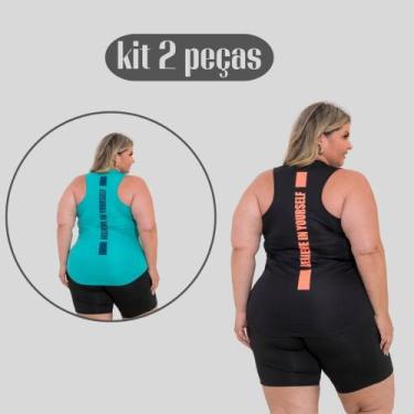 Imagem de Kit 2 Regatas Plus Size Dry Fit Feminina Academia - DCR, 1, Preto, 1, 