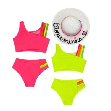 Imagem de Kit 2 Biquíni Infantil Traje De banho + Chapéu De Praia Blogueirinha -