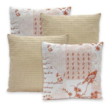 Imagem de Kit 4 Capas de Almofadas Lisa e Estampada 40x40 C/ Zíper Piquet Favinh