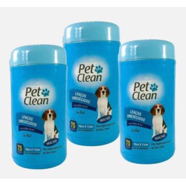Imagem de Super kit 3 Lenços Pet Clean Macho para Cães e Gatos