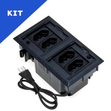 Imagem de Kit Caixas De Tomadas 4 Blocos Com 4 Tomadas 20A Preto - CONNECT CAIXA