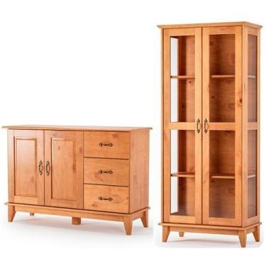 Imagem de Cristaleira 2 Pts Vidro Slim e Buffet Aparador 120 cm Bella - MPO Móve