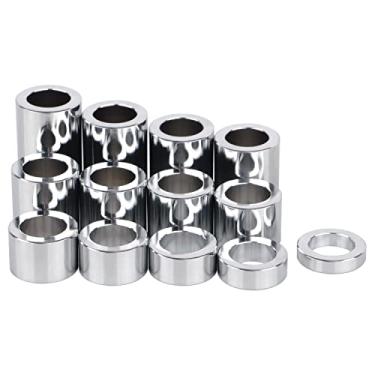 Imagem de XMMT Kit de espaçador de eixo de roda cromado 13 peças I.D. 3/4" (0,75) - O.D. 1-1/8" (1.125) CNC Alumínio compatível com Harley Bobbers Choppers Dyna Softail Touring Electra Glide Sportster 883 1200