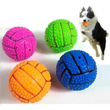 Imagem de Kit 3 Bolinhas Porta Petisco Resistente Divertida Coloridas para cães 