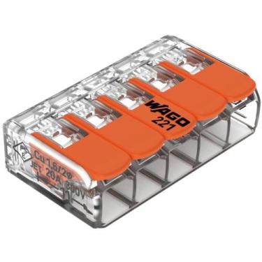 Imagem de Caixa 25 conector de emenda wago 5 polos com alavanca até 4mm - 221-41