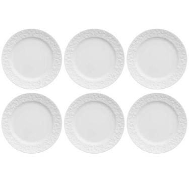 Imagem de Jogo 6 Pratos de Sobremesa em Porcelana 20,5cm Tassel Germer Branco Re