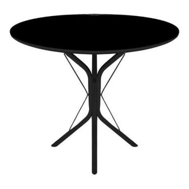 Imagem de Mesa Jantar 90cm Redonda preto Mdf Base 4 Apoio Ana - jthome