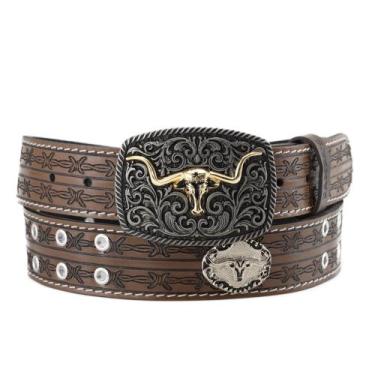 Imagem de Cinto Couro Country Rodeio com Detalhes Fivela Artesanal Masculino Fem
