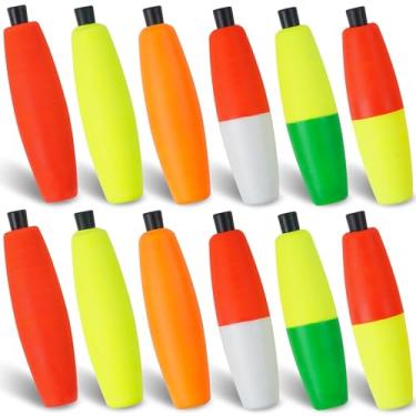 Imagem de JSHANMEI Peg Floats Catfish Rig Flutuadores de pesca para peixe-gato, espuma de peixe, boias de charuto, boias de pesca deslizantes para Santee Rig Catfishing (Mix 6 cores-12 peças, 6.3 cm)