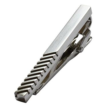 Imagem de [TAVARAT] Grampos de gravata para homens, design listrado, preto, prata, prendedor de gravata Tps-061, free, latão, Sem Pedra Preciosa