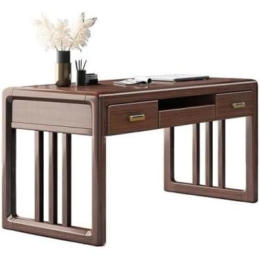Imagem de Mesa de escritório em casa, mesa de madeira maciça chinesa, combinada, simples, escritório, escritório, atmosférica, casa, quarto, computador, mesa moderna, simples, uma cor, 160 x 70 x 75 cm