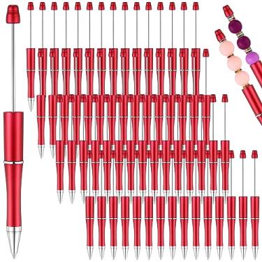 Imagem de Qilery 60 peças de canetas esferográficas de plástico a granel canetas fofas legais DIY canetas esferográficas de tinta preta para crianças, meninas, estudantes, professores, presente de formatura, escritório, material escolar (vermelho)