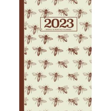 Imagem de 2023 Planner Small | Classic Bumble Bees on Cream Hardcover: 2023 Weekly & Monthly Planner/January to December Appointment Book (US Federal Holidays, Moon Phases, Goals, Notes)