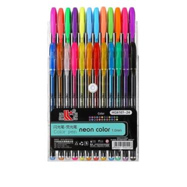 Imagem de KIT Com 12/24/36 Caneta De gel Colorida CORES NEON e pastel 1,0 mm material escolar marca texto (24)