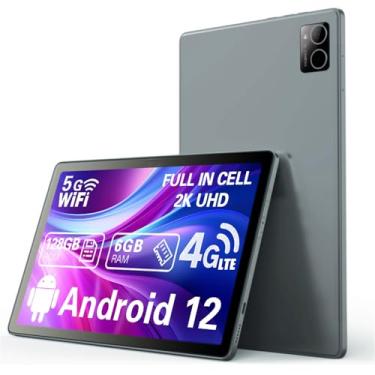 Imagem de Tablet PC Android 12 desbloqueado de 6 GB + 128 GB, tela de visualização completa HD de 10,5 polegadas, tablets celulares 4G LTE com slot SIM, mega bateria de 7000 mAh, suporta chamadas telefônicas