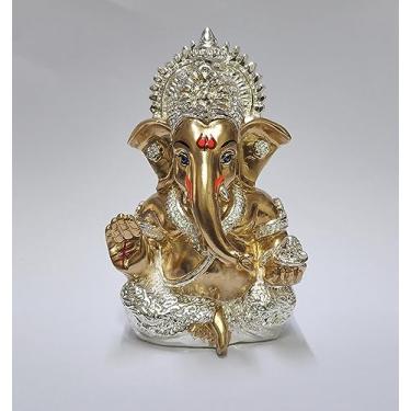 Imagem de Gold Art India Ganesha Idol Ganesh para painel de carro estátua Ganpati Vinayaka Vinayagar presentes Diwali decoração de casa sorte, sucesso, resina