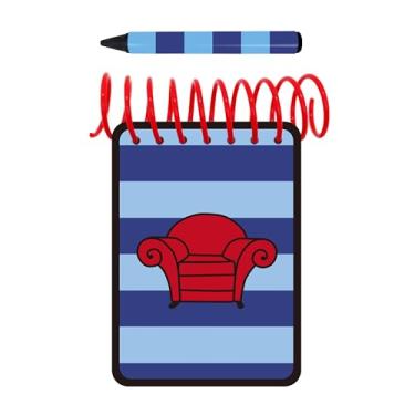 Imagem de ASVP Shop Handy Dandy JOSH Caderno com 1 giz de cera listrado preto e azul